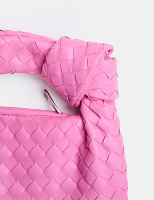 The Blame Baby Pink Woven Pu Knot Detail Mini Pu Bag