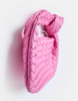 The Blame Baby Pink Woven Pu Knot Detail Mini Pu Bag