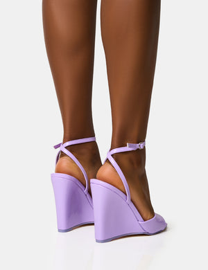 Connection Lilac Strappy Peep Toe Wedges