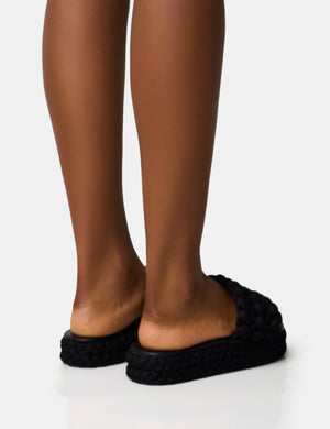 Hattie Black Woven Platform Sandals