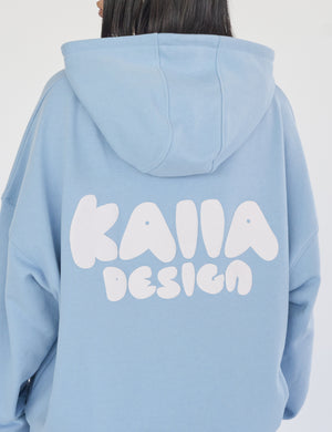 Kaiia Design Bubble Logo Oversized Hoodie Baby Blue