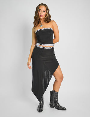 Lace Trim Midi Skirt Co-ord Black