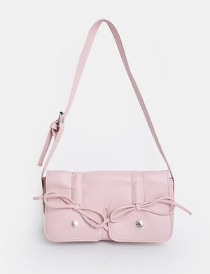 Ribbon Baby Pink Ruched Shoulder Bag