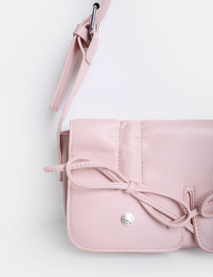 Ribbon Baby Pink Ruched Shoulder Bag