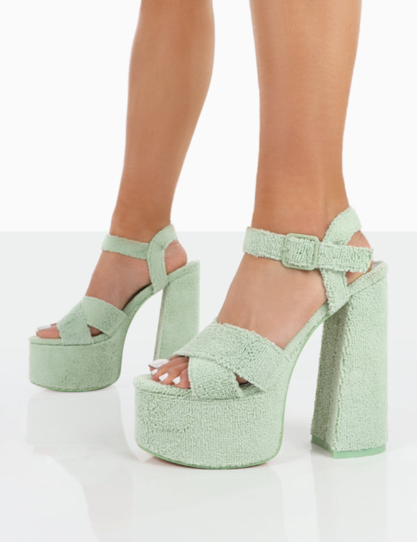 Content Mint Towelling Chunky Platform Sandal High Heels