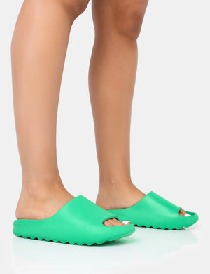 Brady Jade Green Rubber Flat Slider Sandals