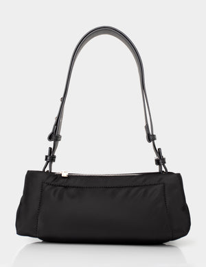 The Ludo Black Nylon Elongated Shoulder Bag