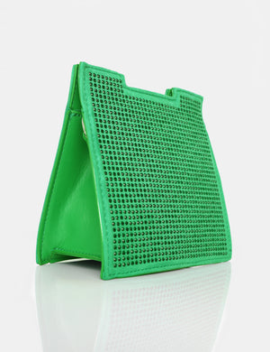 The Montez Green Diamante Square Mini Evening Bags