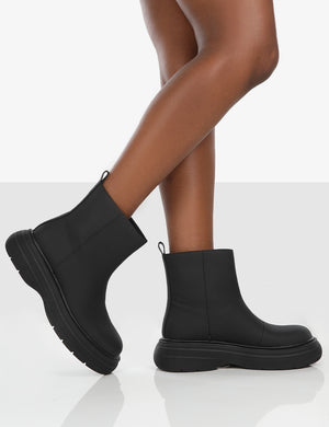 Caia Black Platform Chunky Sole Ankle Boot