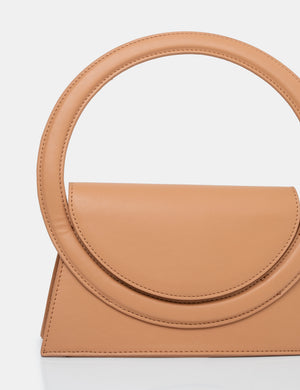 The Top Handle Tan Pu Circlur Handle Grab Bag