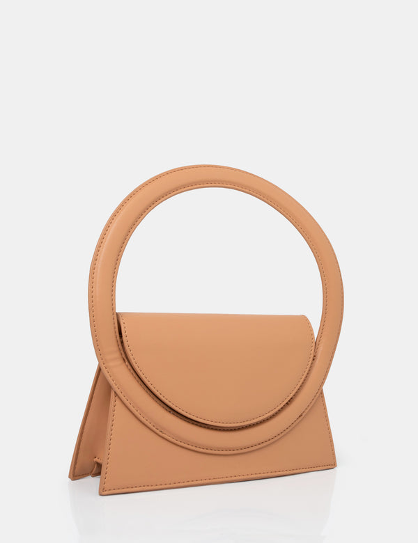 The Top Handle Tan Pu Circlur Handle Grab Bag