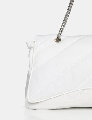 The Laina White Nylon Tote Bag