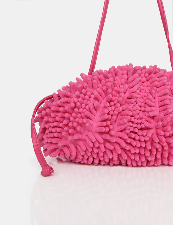 The Ausha Pink Chenille Clutch Bag