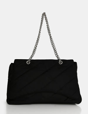 The Laina Black Nylon Tote Bag