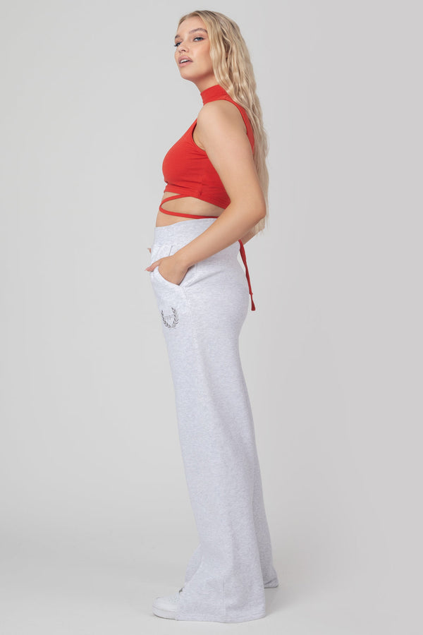 High Neck Strappy Waist Crop Top Red