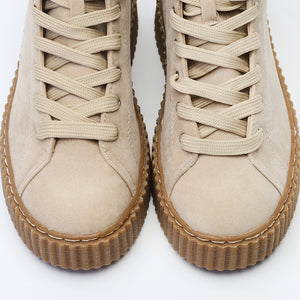 Iyla Hi Top Creepers in Nude Faux Suede and Gum Sole