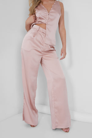 Satin Tailored Trouser Pink