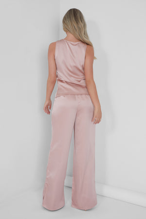Satin Tailored Trouser Pink