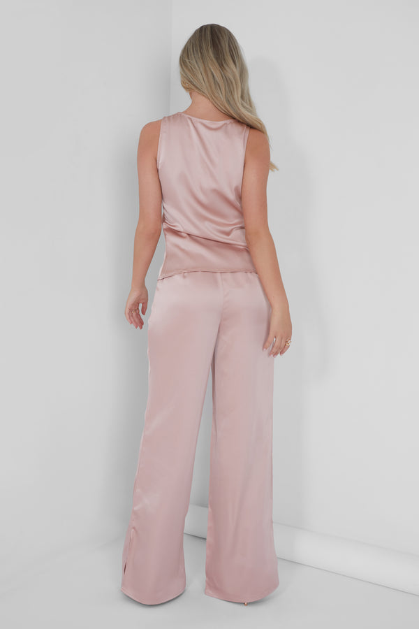 Satin Tailored Trouser Pink