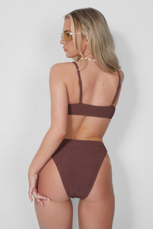 Scrunch Scoop Neck Crop Bikini Top Chocolate