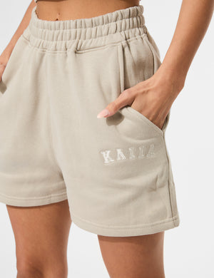 Kaiia Logo Sweat Shorts Stone