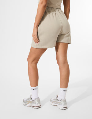 Kaiia Logo Sweat Shorts Stone