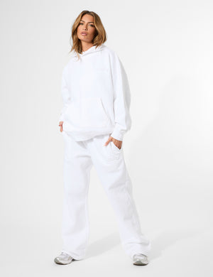 Kaiia Embossed Logo Oversized Hoodie White