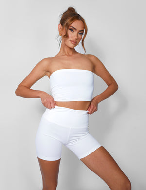Thick Waistband Cycling Shorts White