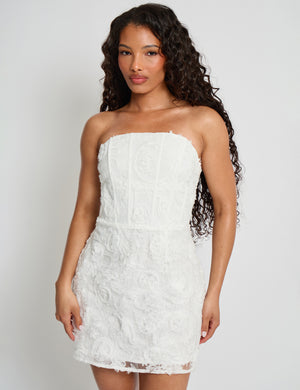 Lace Up Corset Bodice Textured Mini Dress