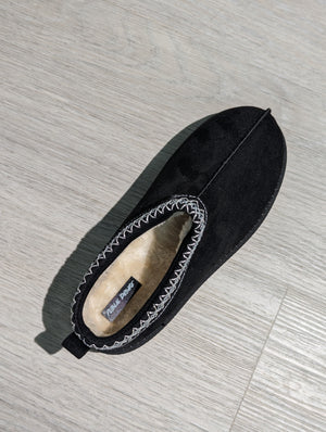 Tamsin Black Faux Suede Embroidered Slipper Boots