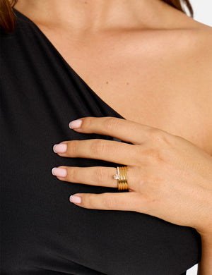 Layered Gold Ring With Diamante Detail