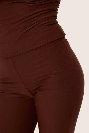 High Waist Luxe Slinky Capri Pant Brown