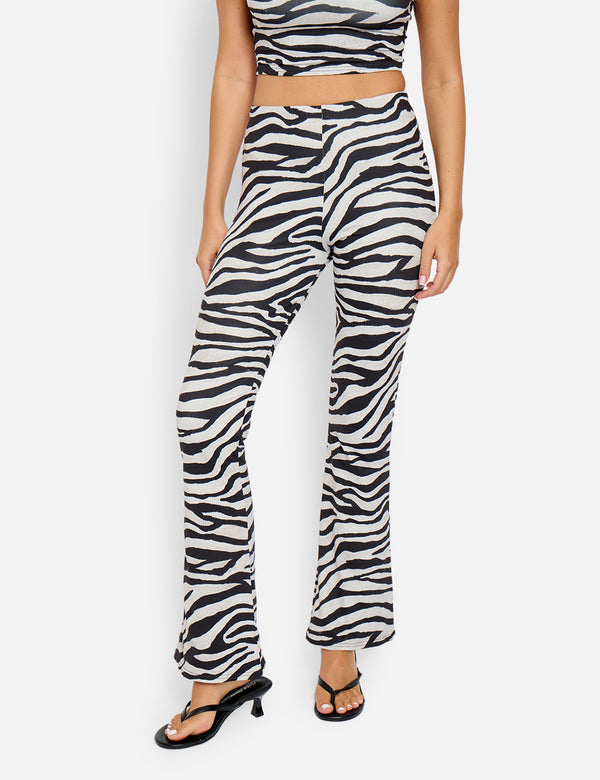Slinky Flared Trousers Co Ord Zebra
