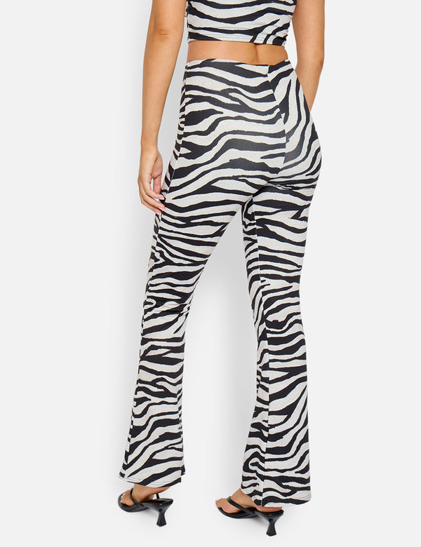 Slinky Flared Trousers Co Ord Zebra