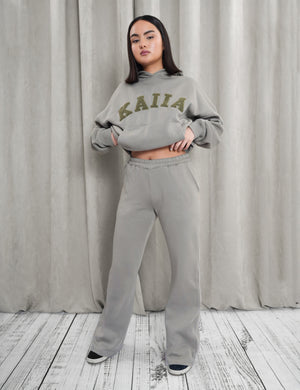 Kaiia Wide Leg Sweat Pants Khaki