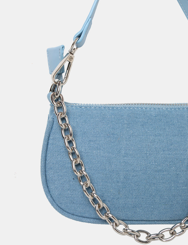 The Leia Light Blue Denim Shoulder Chained Bag
