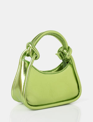 The Knot Metallic Green Pu Knotted Top Handle Grab Bag