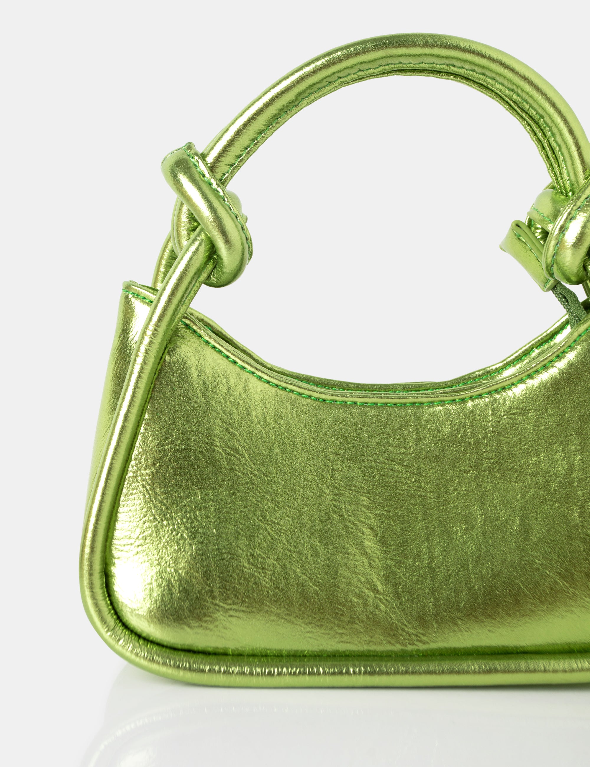Metallic Lime Green Leather Handbag Women Vegan Leather Handbag