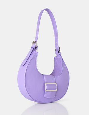 The Sicily Soft Lilac Pu Buckle Feature Hobo Shoulder Bag