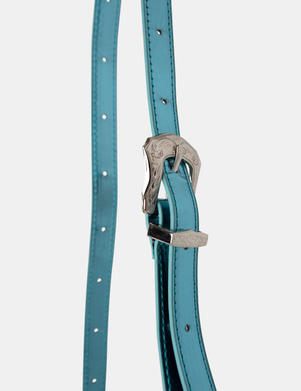 The Kass Metallic Blue Western Adjustable Shoulder Crossbody Bag