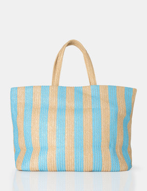 The Nikki Blue Stripe Canvas Top Handle Tote Bag