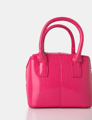 The Bode Bright Pink Croc Square Top Handle Mini Bag