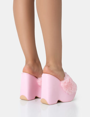 Fuzzy wedge slippers deals