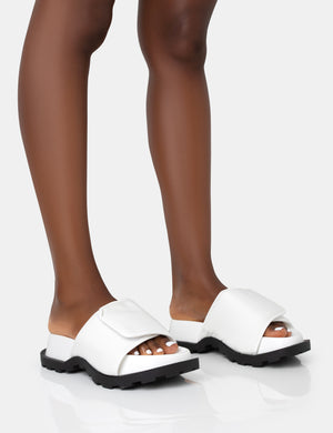Blaze White Nylon Sporty Slider Sandals