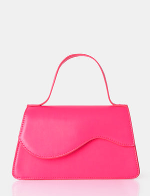 The Polly Bright Pink Croc Top Handle Mini Bag
