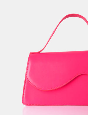 The Polly Bright Pink Croc Top Handle Mini Bag