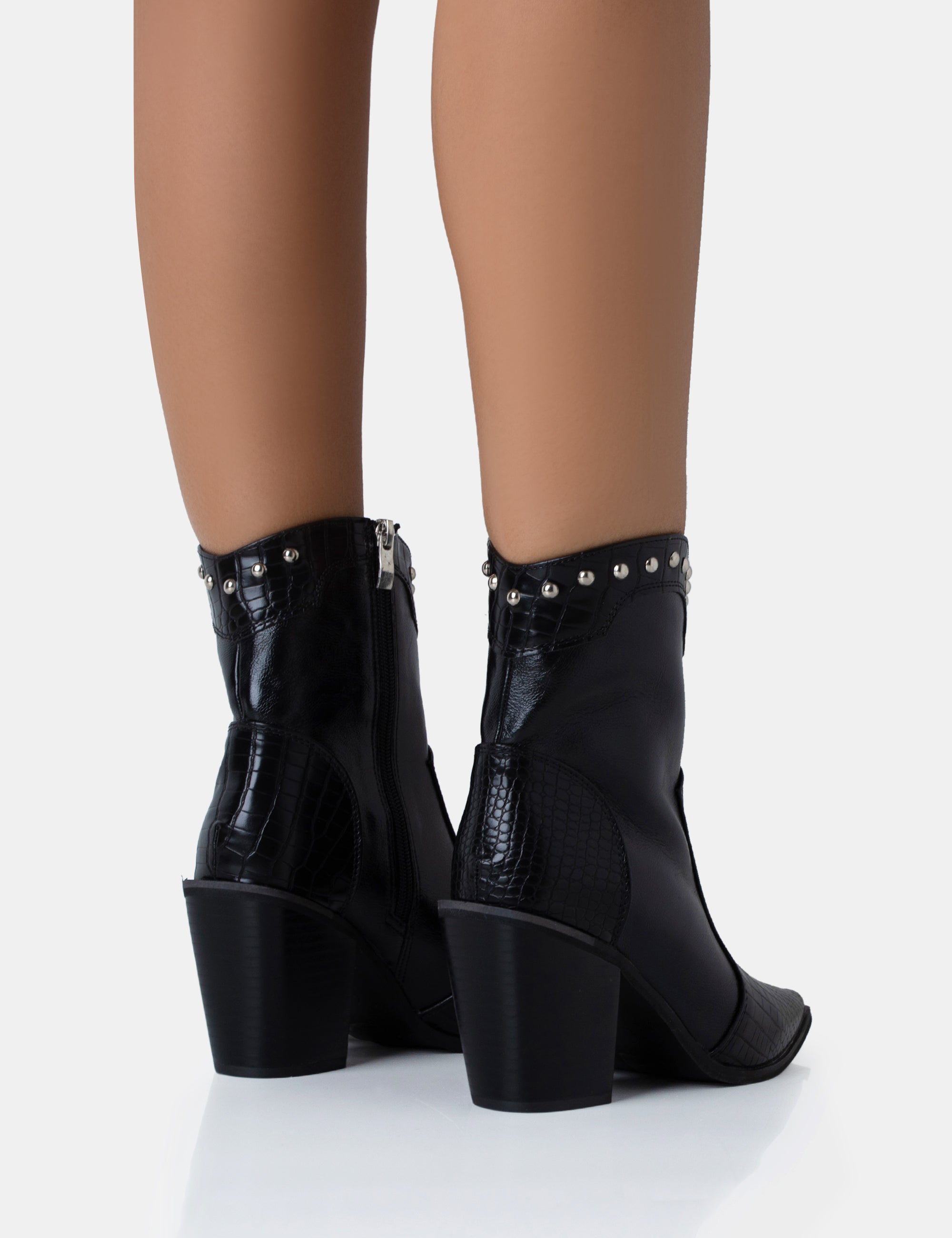 Black ankle boots with studded detail shop