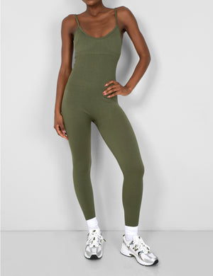 Seamless Unitard Jumpsuit Khaki