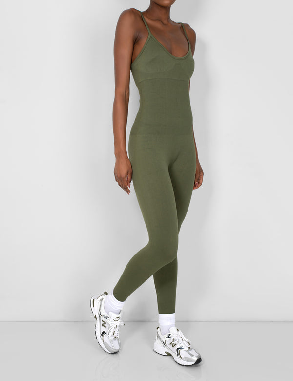 Seamless Unitard Jumpsuit Khaki