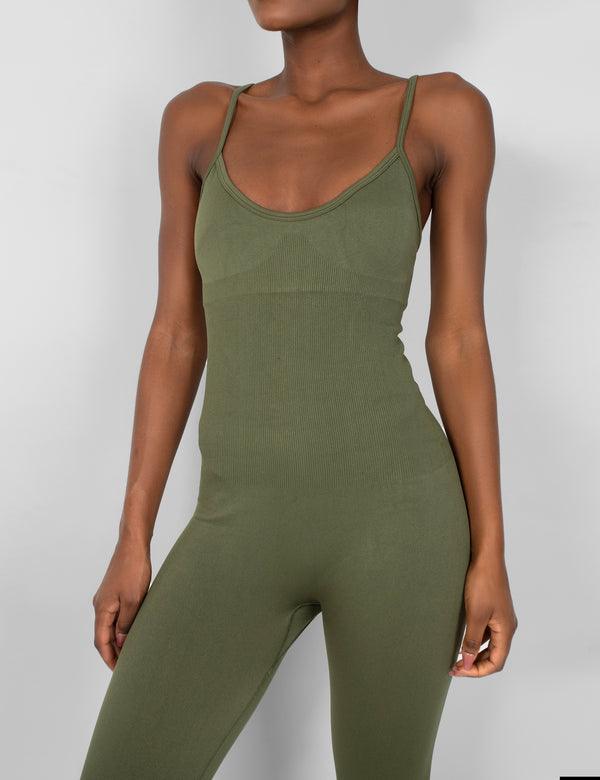 Seamless Unitard Jumpsuit Khaki